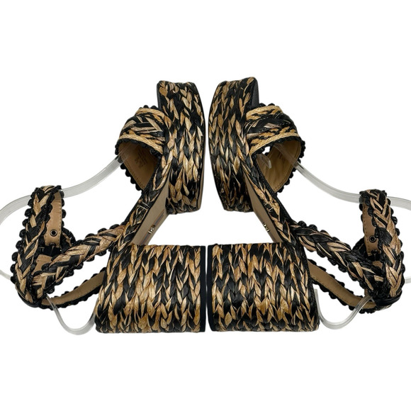 Sam Edelman Iliana Platform Sandal Womens 8.5M Raffia Woven Ankle Strap New $170 - Picture 6 of 9